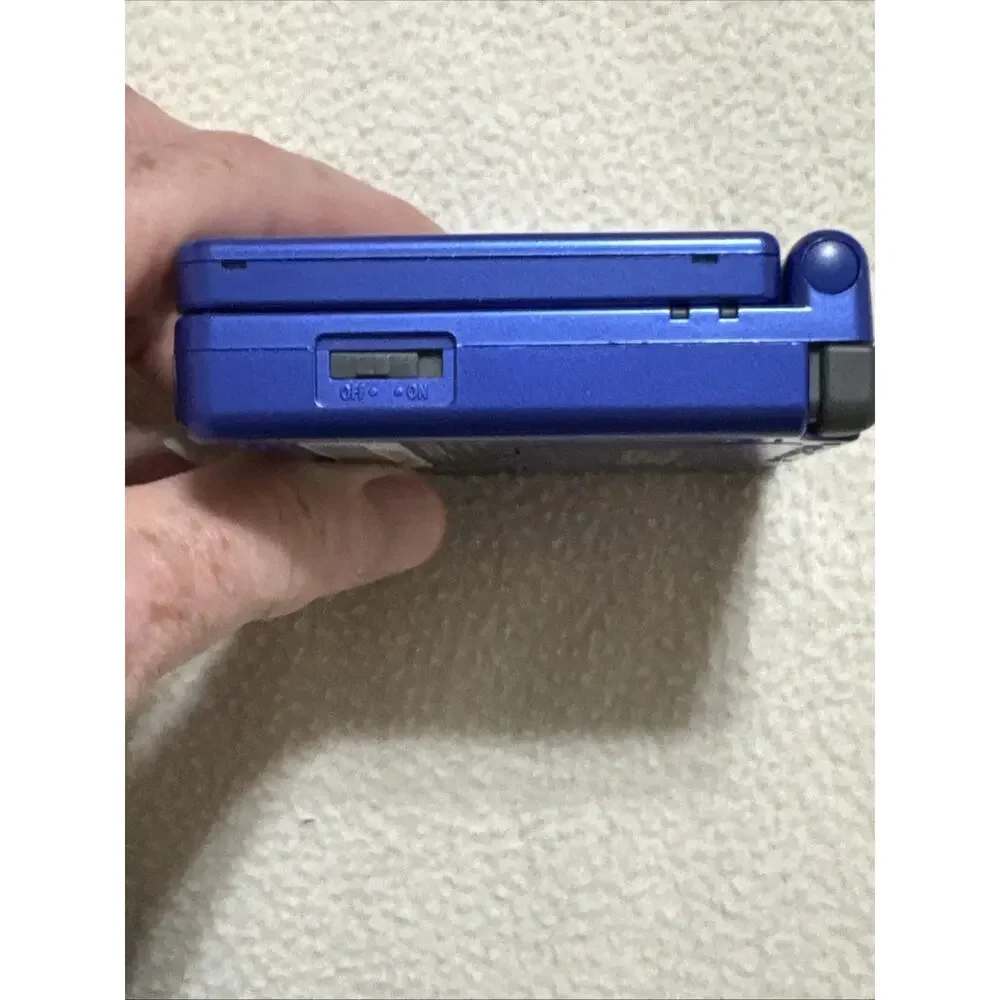 Nintendo Game Boy Advance SP Blue AGS-001 + Charger + Case + 4 Games WORKS GREAT